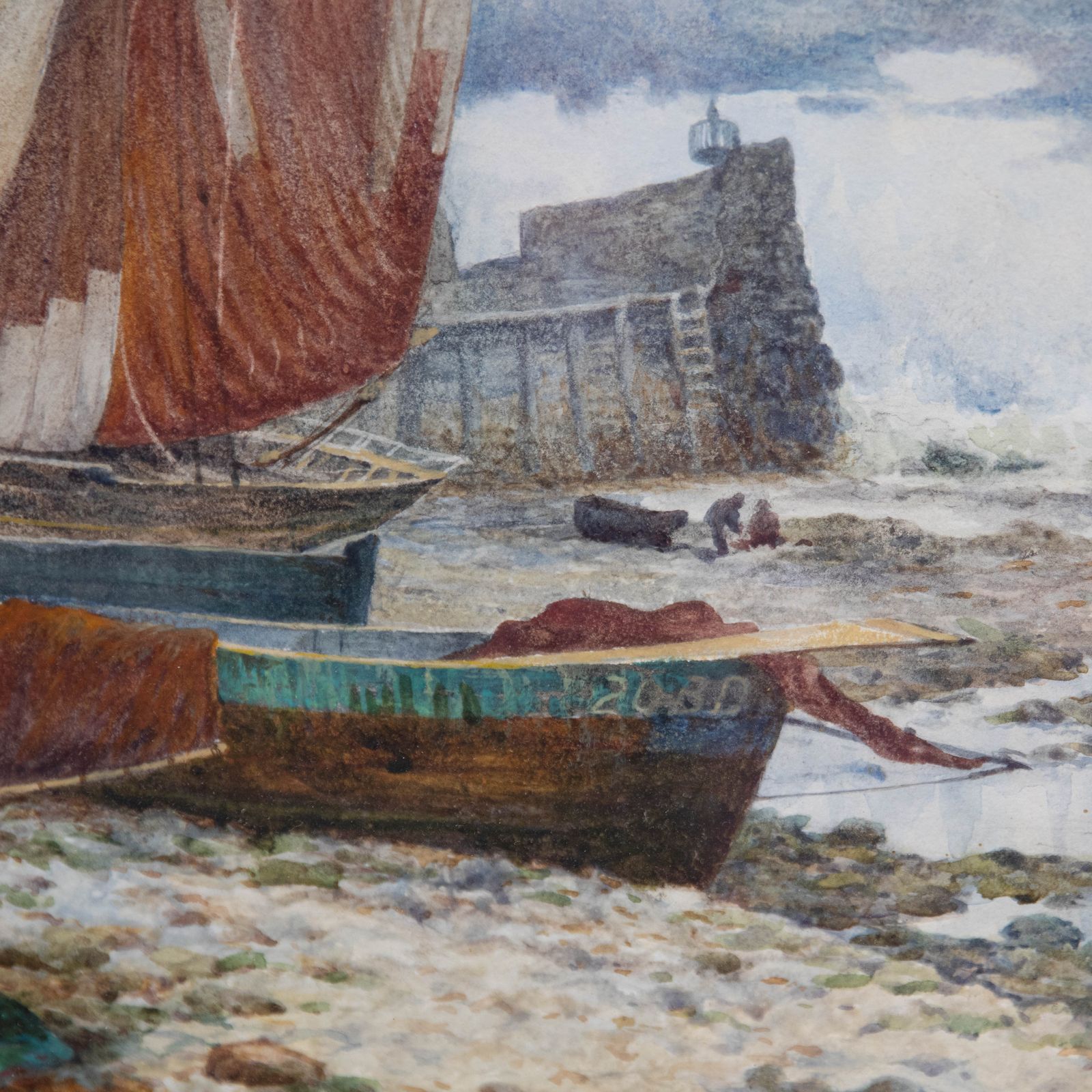 J. F. Anderson 1891 Watercolour, End Of The Fishing Date photo Art