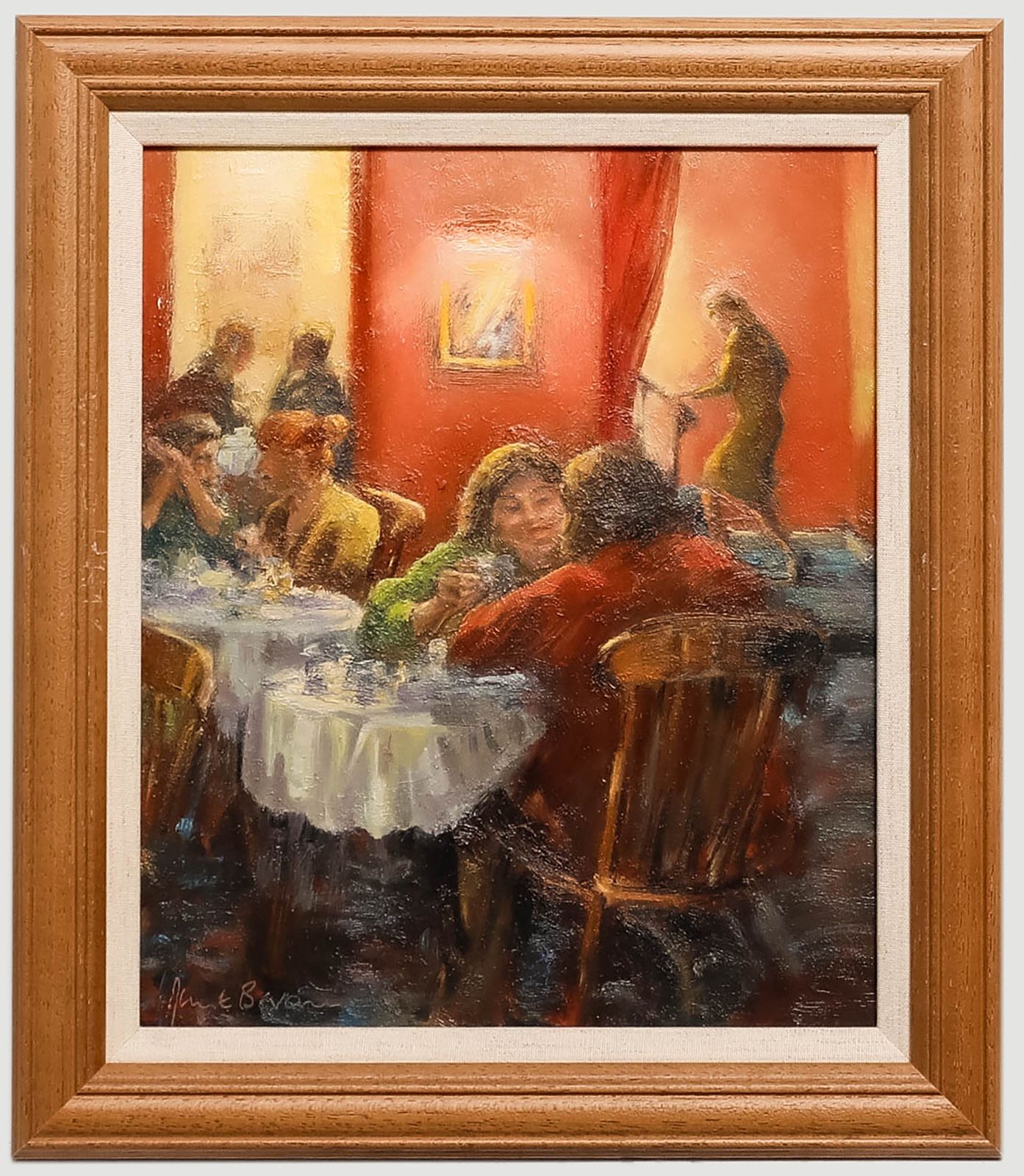 June Bevan (B.1927) 20th Century Oil, Ladies Who Lunch