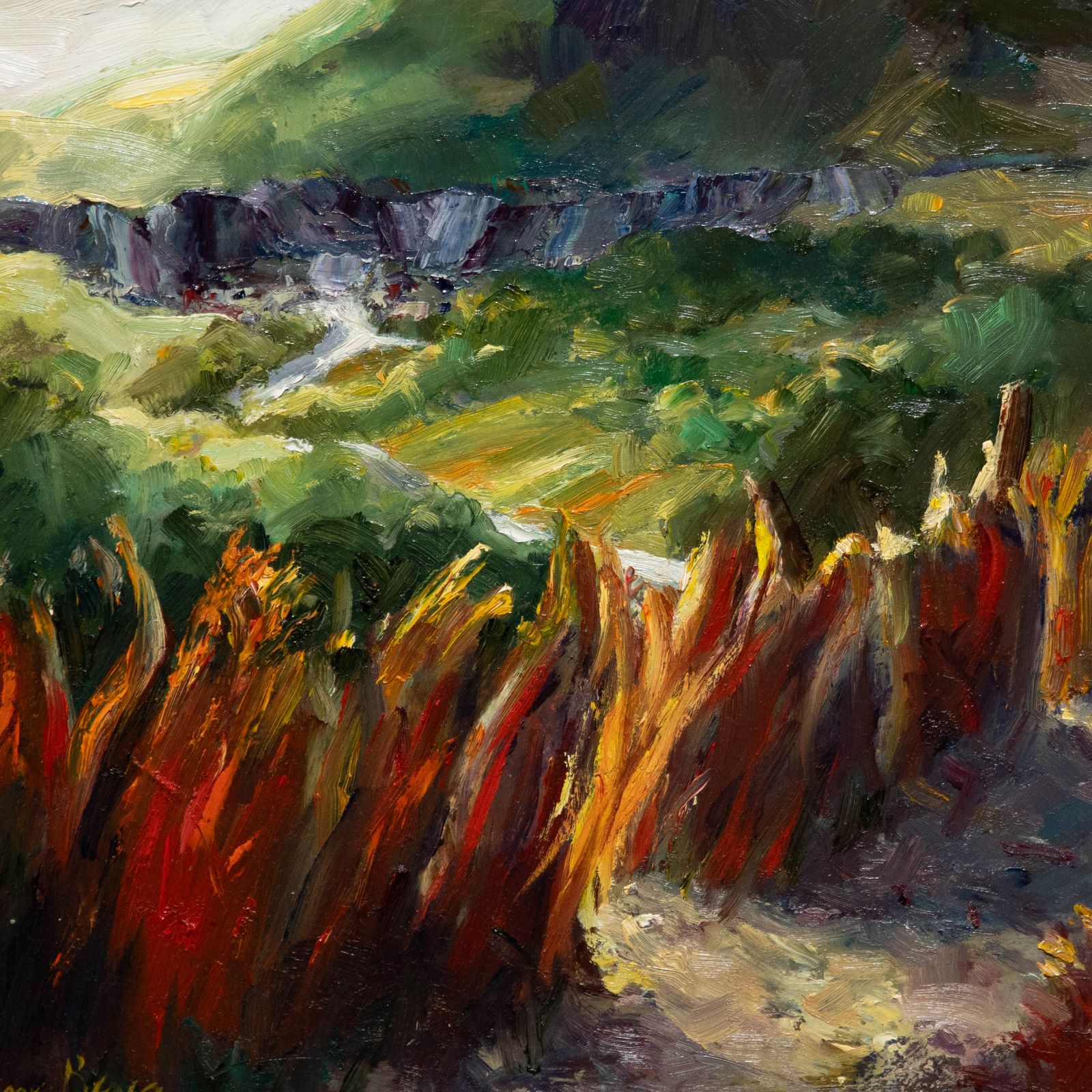 June Bevan (B.1927) 20th Century Oil, Distant Slate Quarry, North Wales photo Art