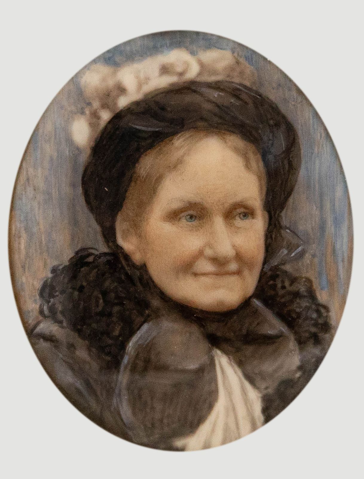 Miniature Late 19th Century Watercolour Victorian Woman In Black photo furniture