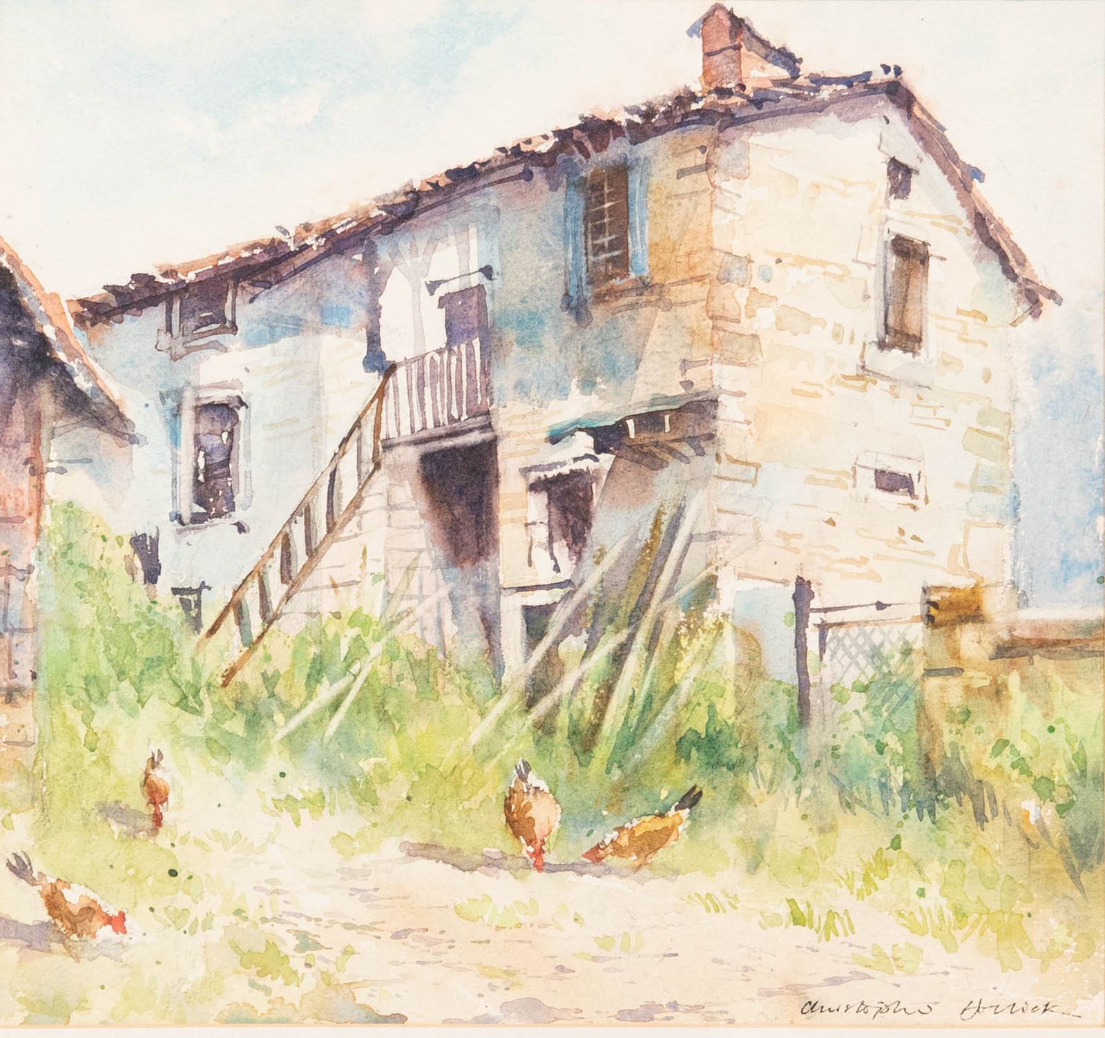 Chris Hollick (B.1946)  20th Century Watercolour, Barn In South West France photo furniture