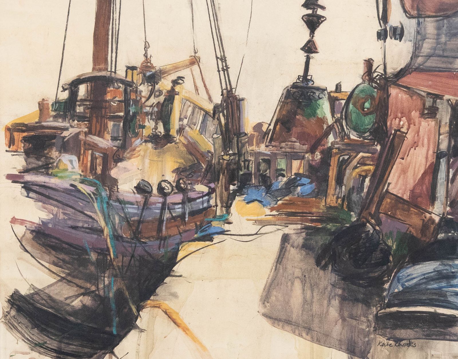 Kate Rhodes Framed Contemporary Mixed Media, The Boatyard, Gweek photo furniture