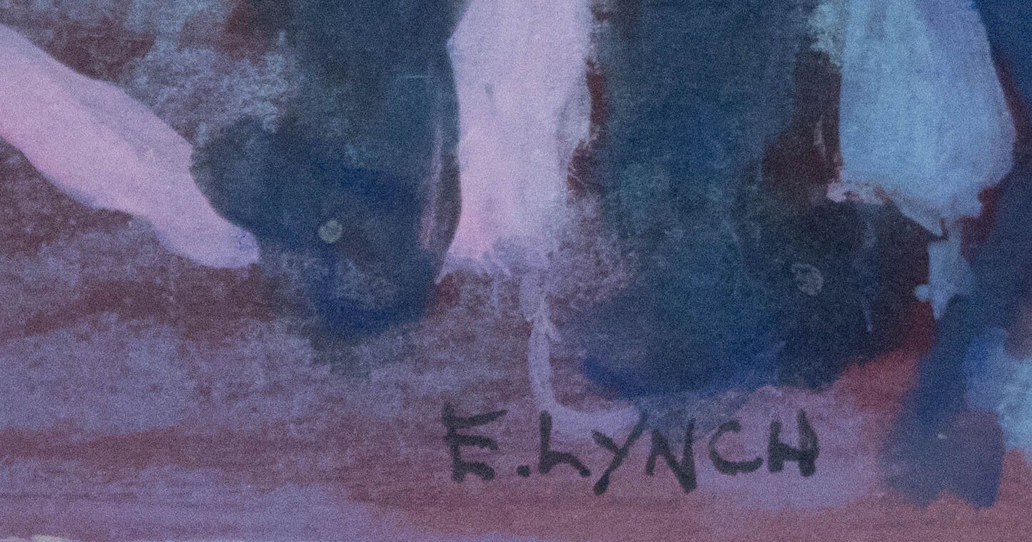 E. Lynch Framed 20th Century Gouache, Market Stalls In France photo vinterior