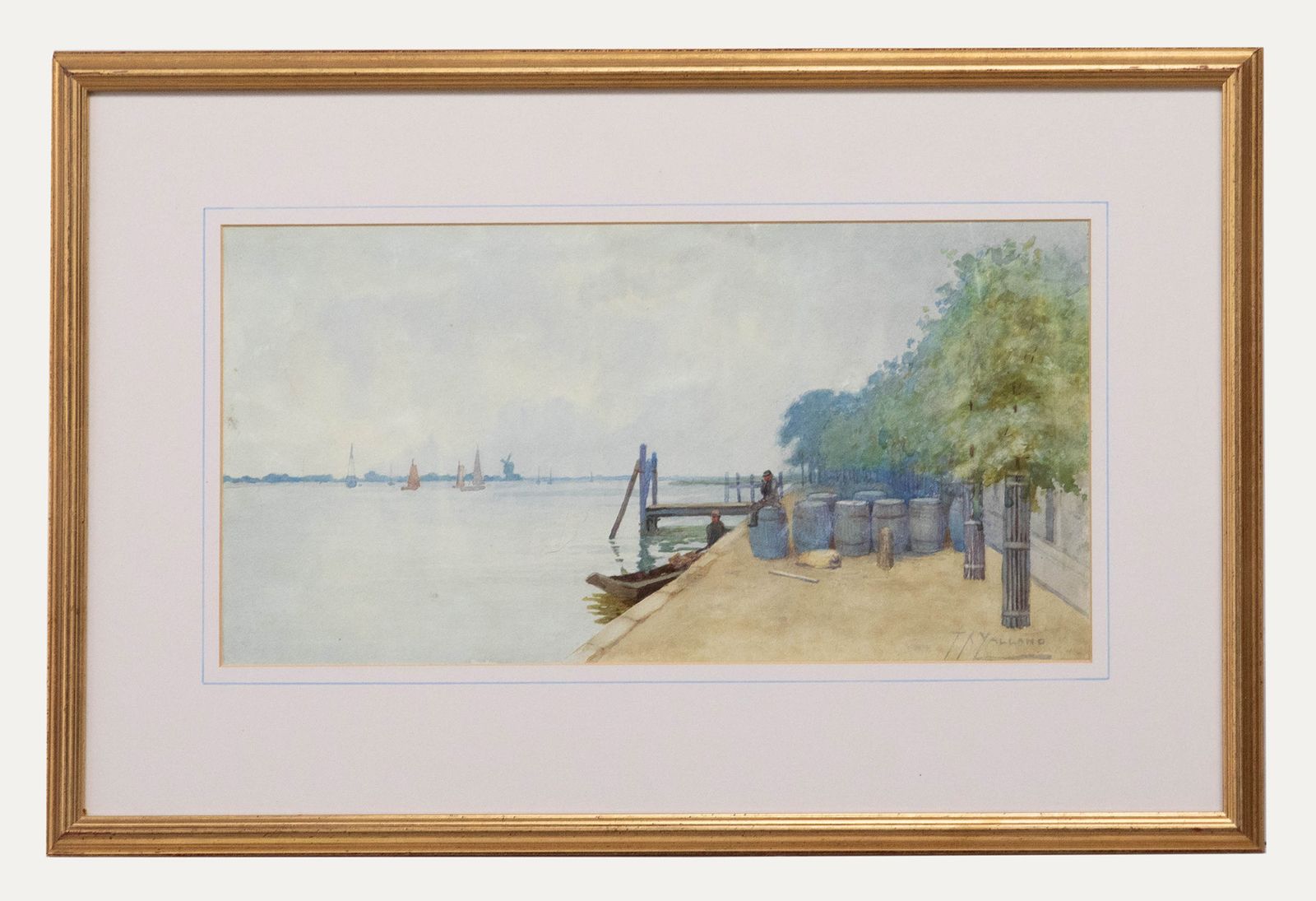 Thomas King Yalland (1845 1934) Framed Watercolour, Traders On A Break