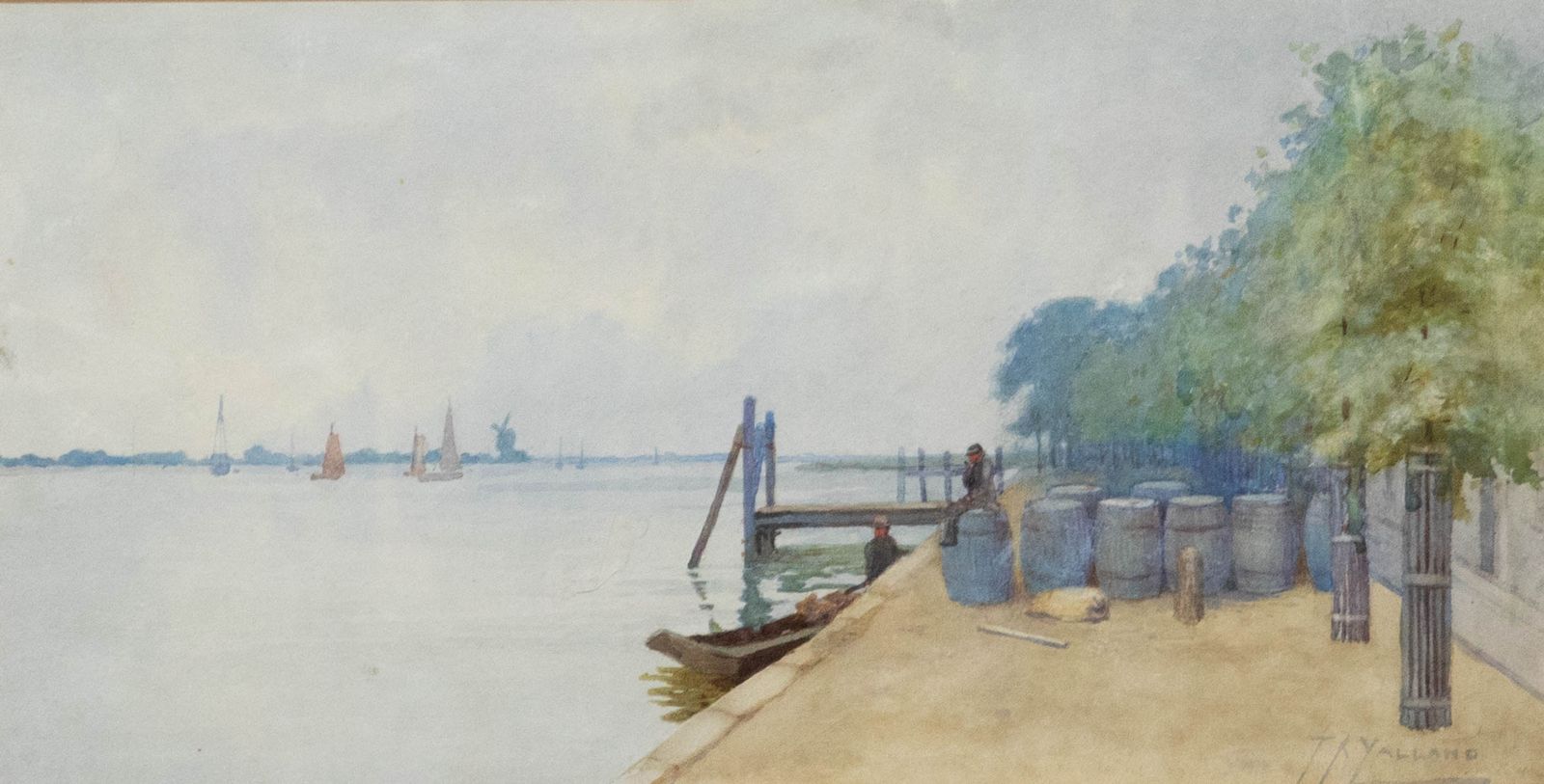 Thomas King Yalland (1845 1934) Framed Watercolour, Traders On A Break photo furniture