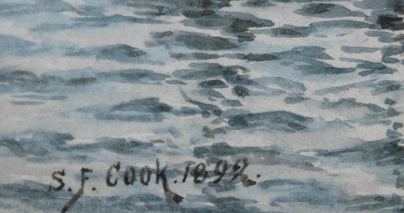 Sydney F. Cook Framed Late 19th Century Watercolour, Cargo Ships In Dock photo vinterior
