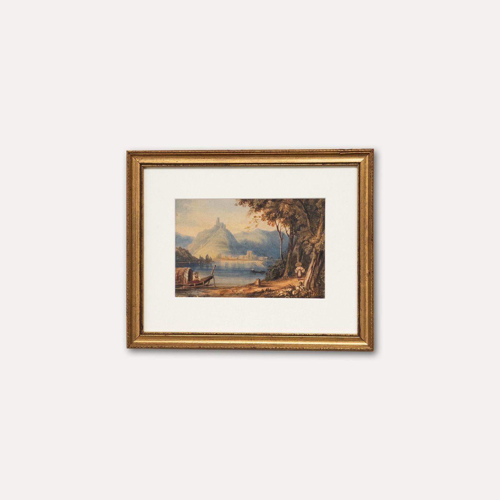 Circle Of Samuel Prout 19th Century Watercolour, Lake And Town Of Lugo photo vinterior