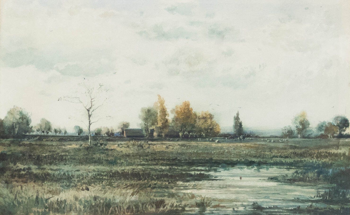 Albert Pollitt (1856 1926) Framed 1889 Watercolour, A View Of The Countryside photo furniture