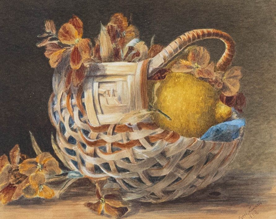 A. Sorel Laverty (Exh.1881 1897) 1882 Watercolour, Basket With Lemon photo furniture