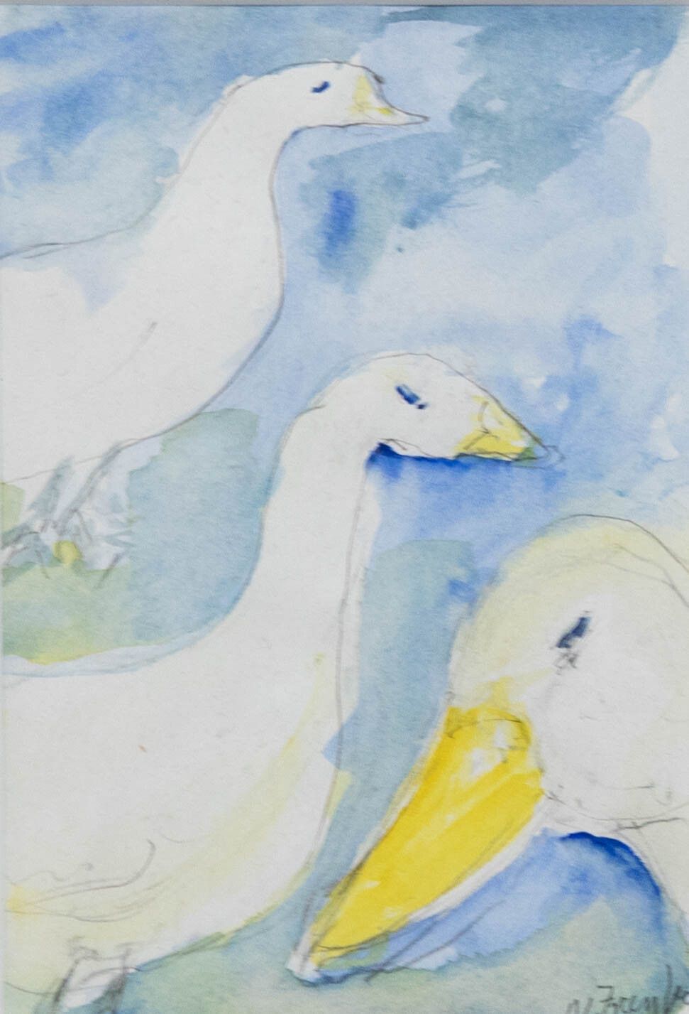 Nan Frankel Framed Contemporary Watercolour, Geese photo furniture