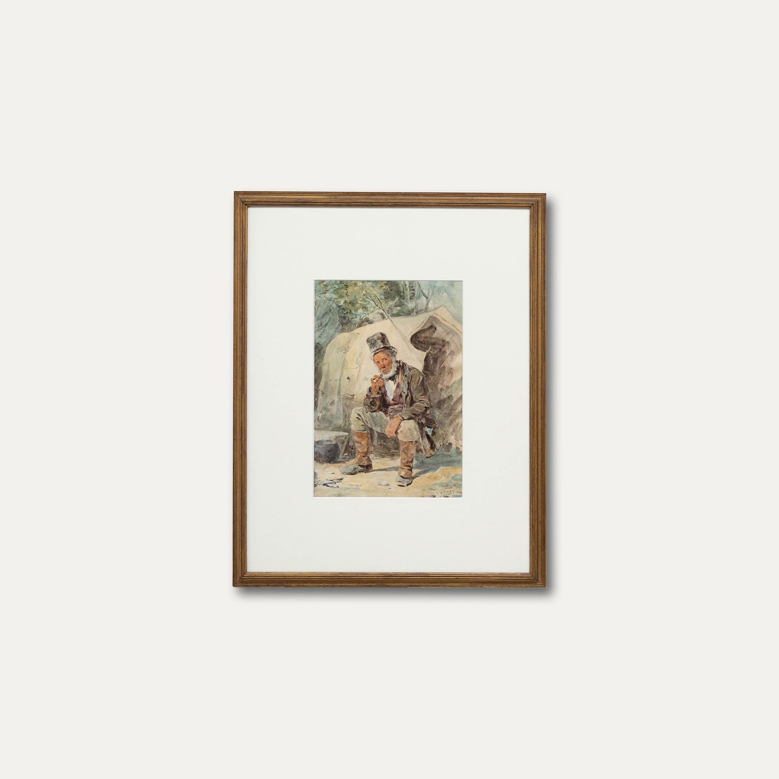 Joseph H. Barnes (Fl.1867 1887)  Framed Watercolour, A Wayfarer Smoking His Pipe photo buy