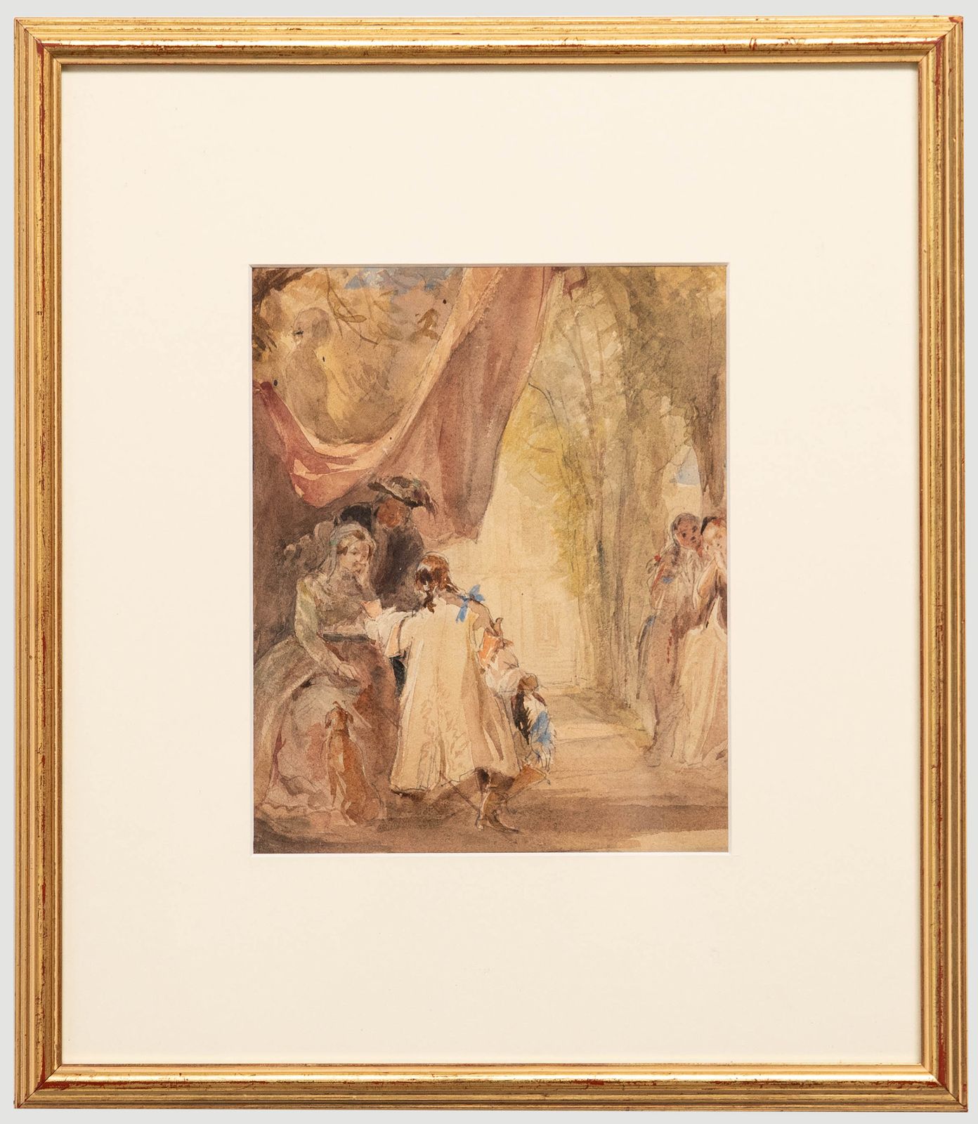 George Cattermole (1800 1868) Framed Watercolour, In The Palace Gardens