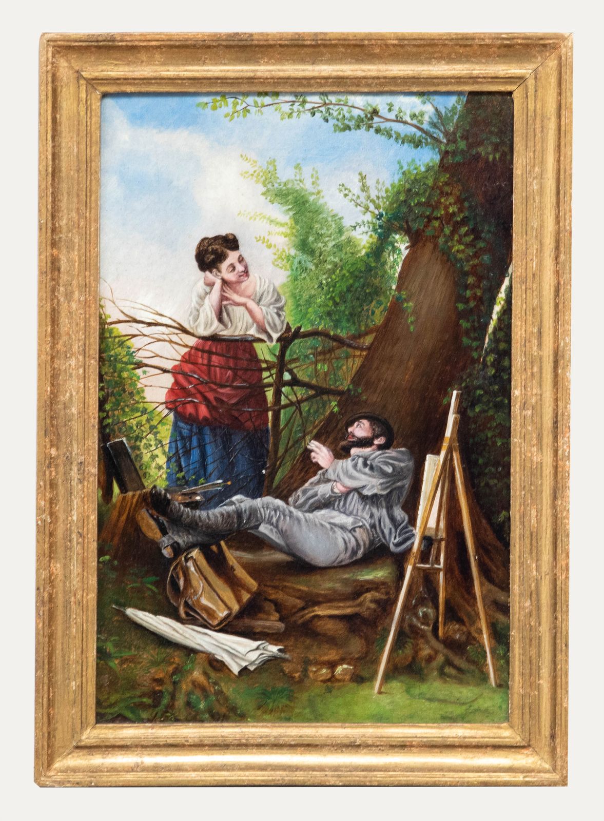 Italian School C.1886 Oil In Love With The Artist