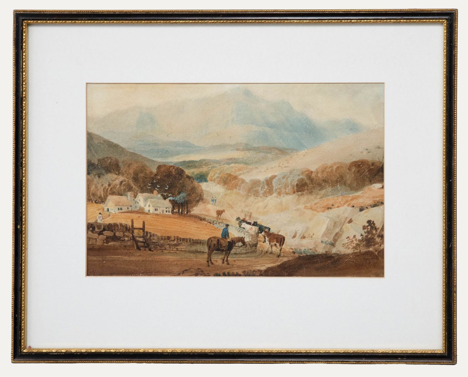 Follower Of George Turner Late 19th Century Watercolour, Driving Cattle