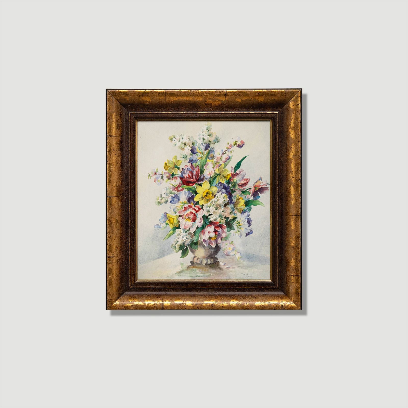 Doreen Shine 20th Century Watercolour, The Spring Bouquet photo buy
