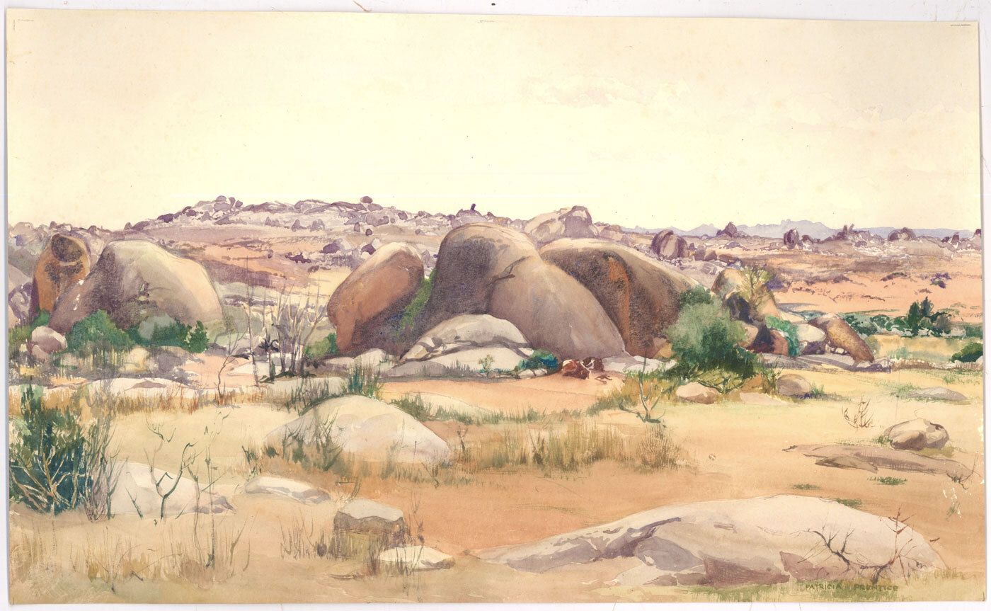 Patrick Prentice (1923 2006) 20th Century Watercolour, Australian Landscape photo furniture