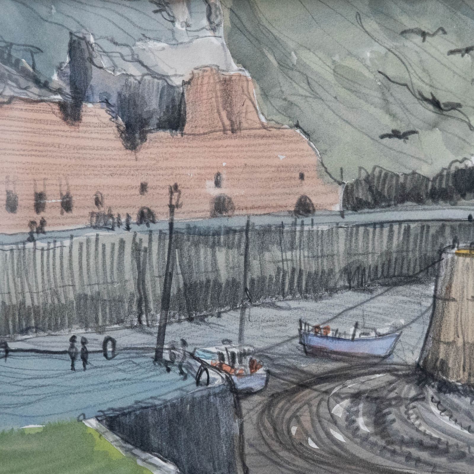 Martin Podd (B.1930) Framed Contemporary Watercolour, Porthgain photo Art