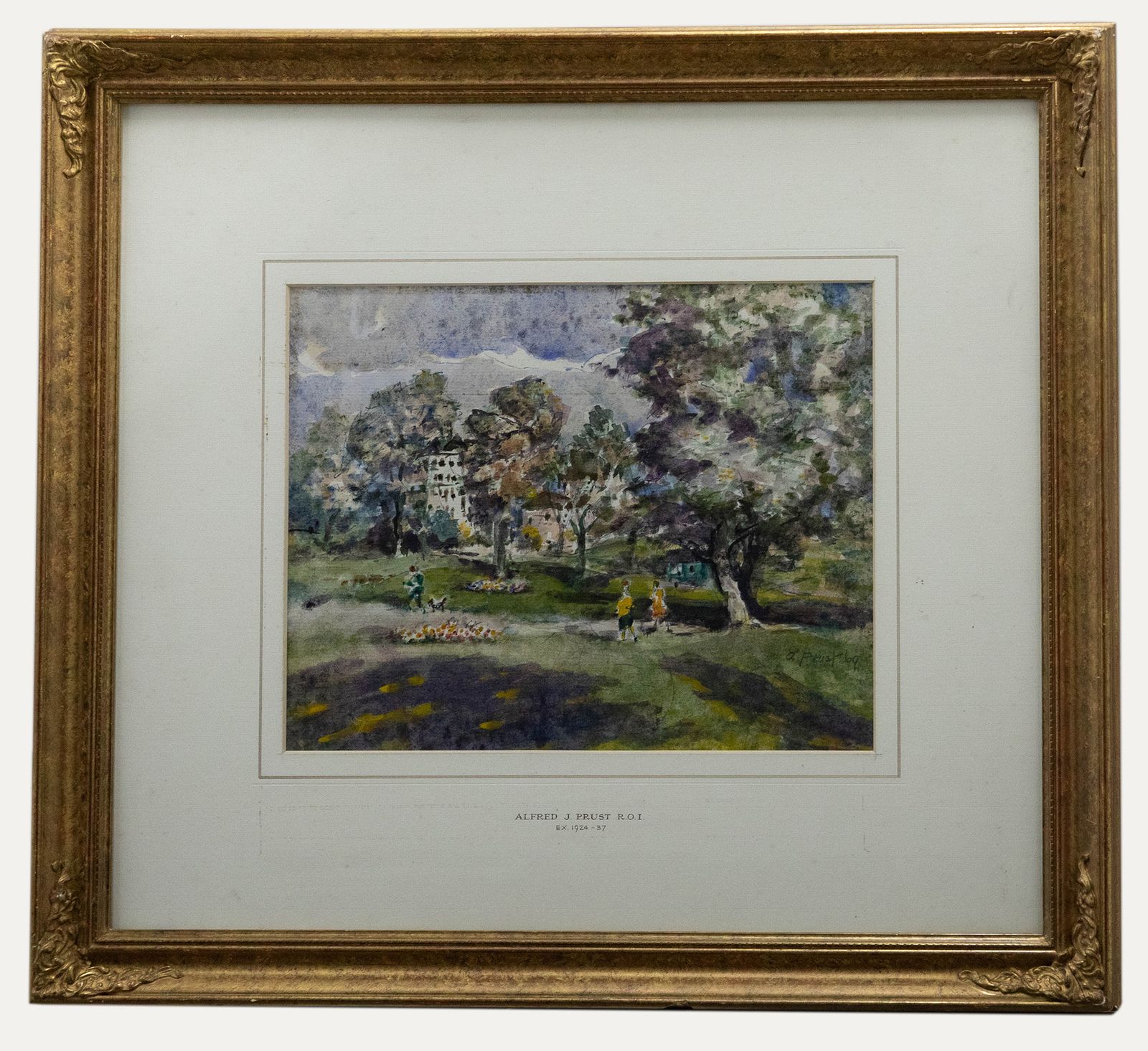 Alfred J. Prust (Exh.1924 1937) 1969 Watercolour, The Park In Summer
