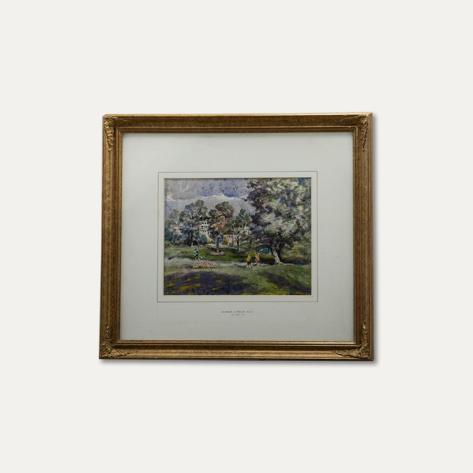 Alfred J. Prust (Exh.1924 1937) 1969 Watercolour, The Park In Summer photo vinterior