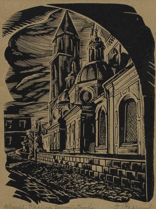 Stanislaw Raczynski (1903 1982) Mid 20th Century Woodcut, Sigismund's Chapel photo furniture