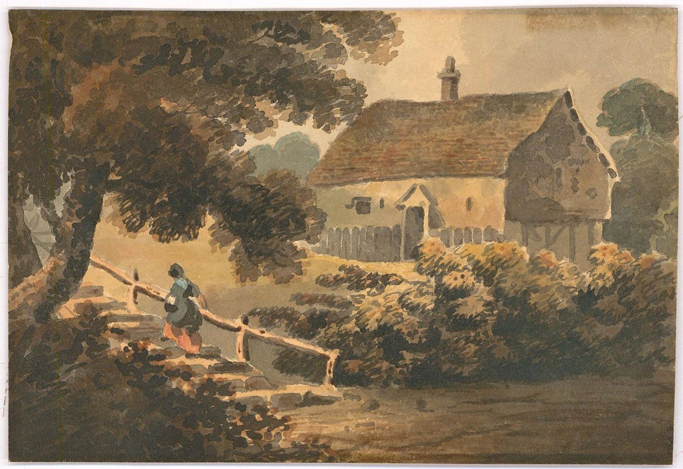 John Collins  1811 Watercolour, Cottage Near Woburn photo furniture