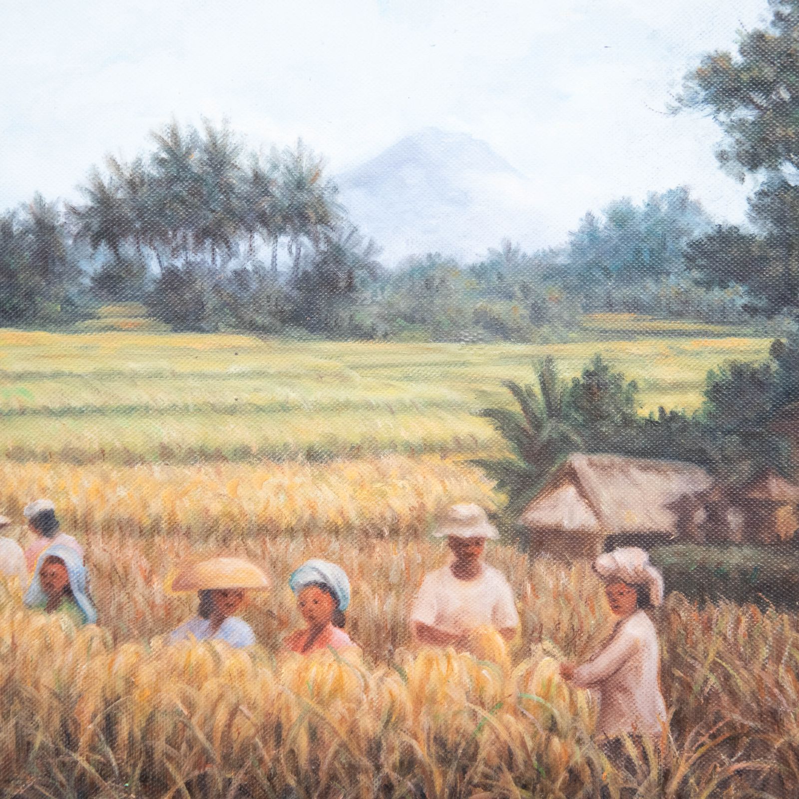 Ida Bagus Swela Framed 20th Century Oil, Working In The Field photo Art