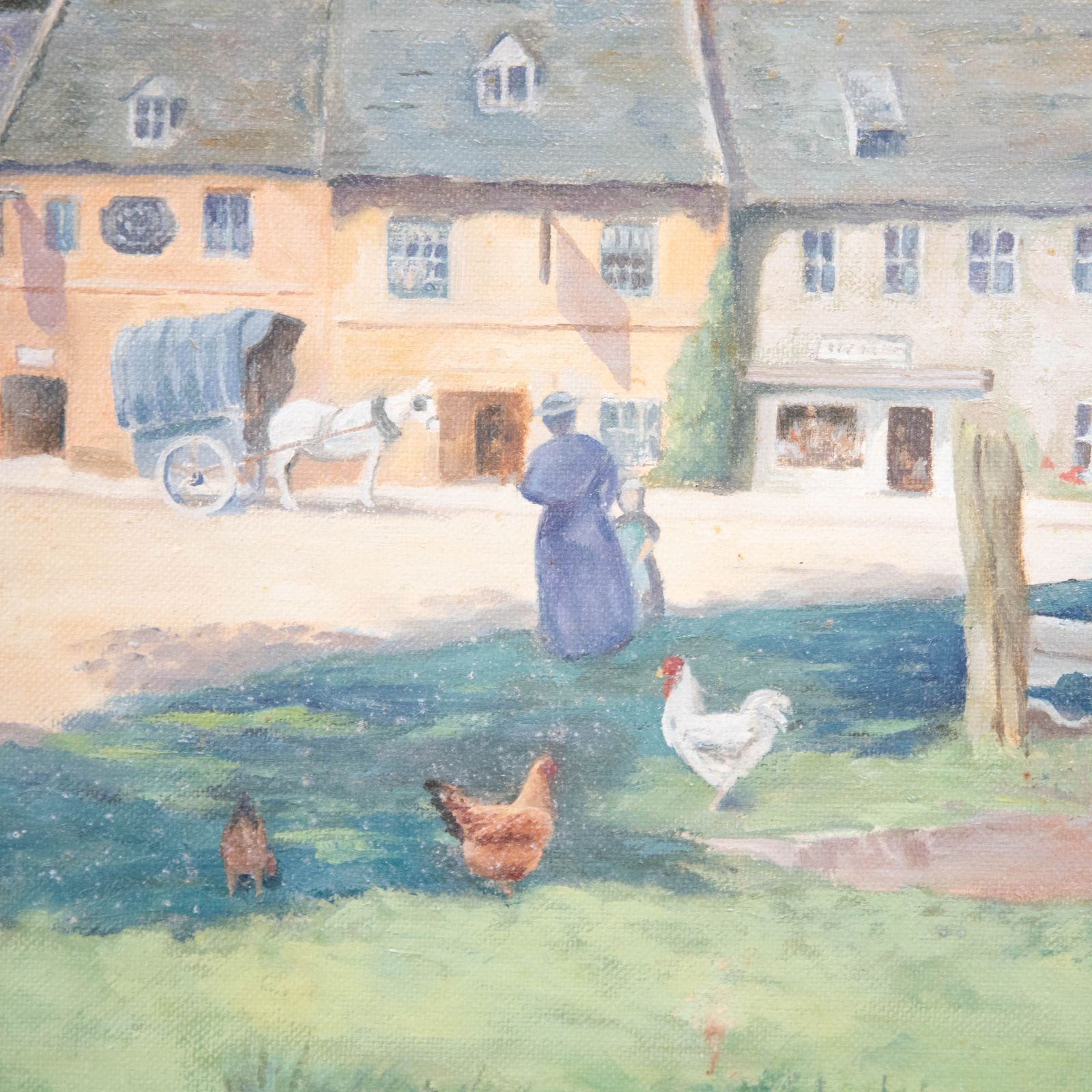 G. Piggott  20th Century Oil, Morning In The Village photo Art