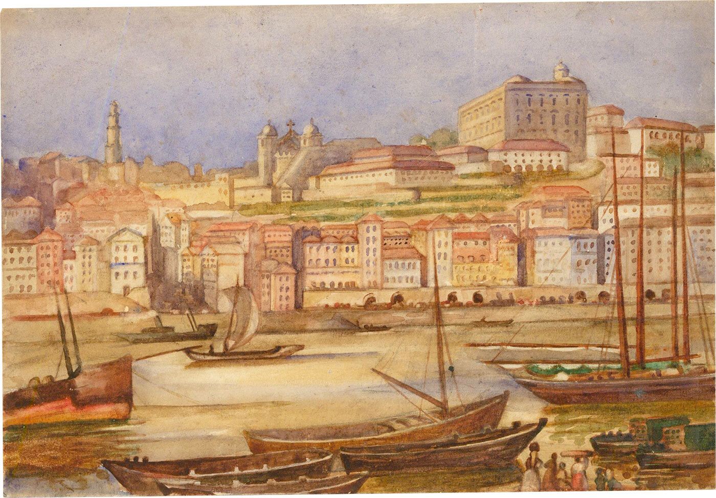 Late 19th Century Oil Italian Skyline photo furniture