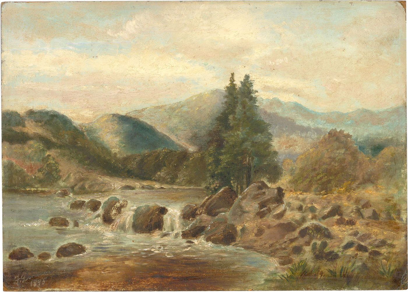 F. Donovan 1895 Oil, Highland River photo furniture