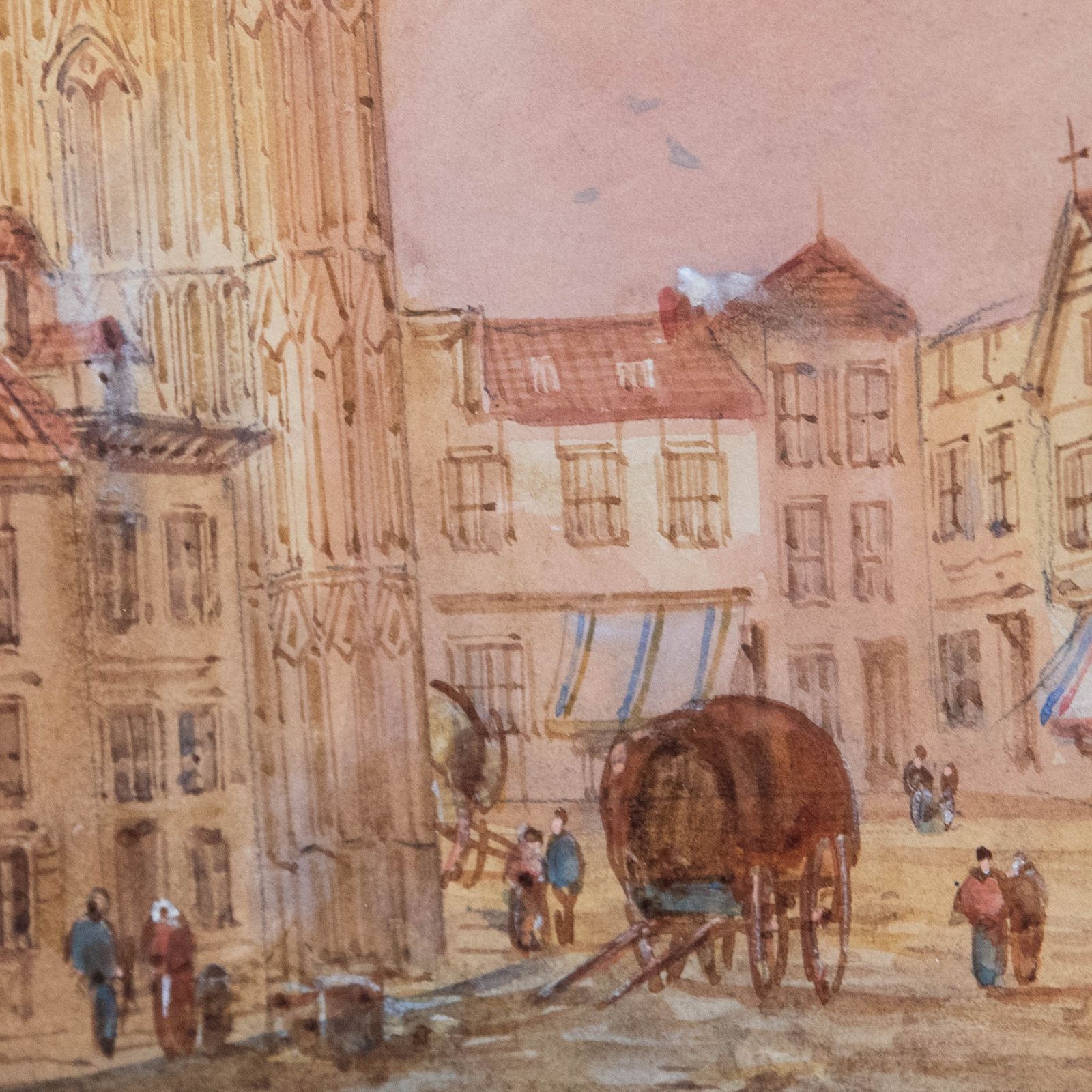 Edward Nevil (Fl.1880 1900) Late 19th Century Watercolour, Leuven, Belgium photo Art