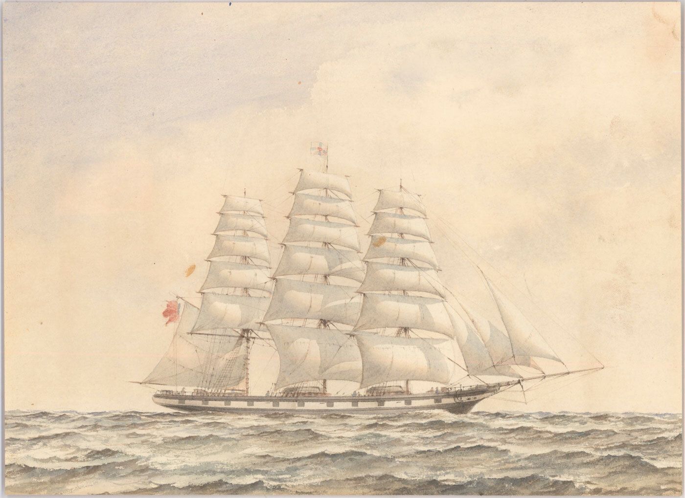 Early 20th Century Watercolour Barque At Sea photo furniture