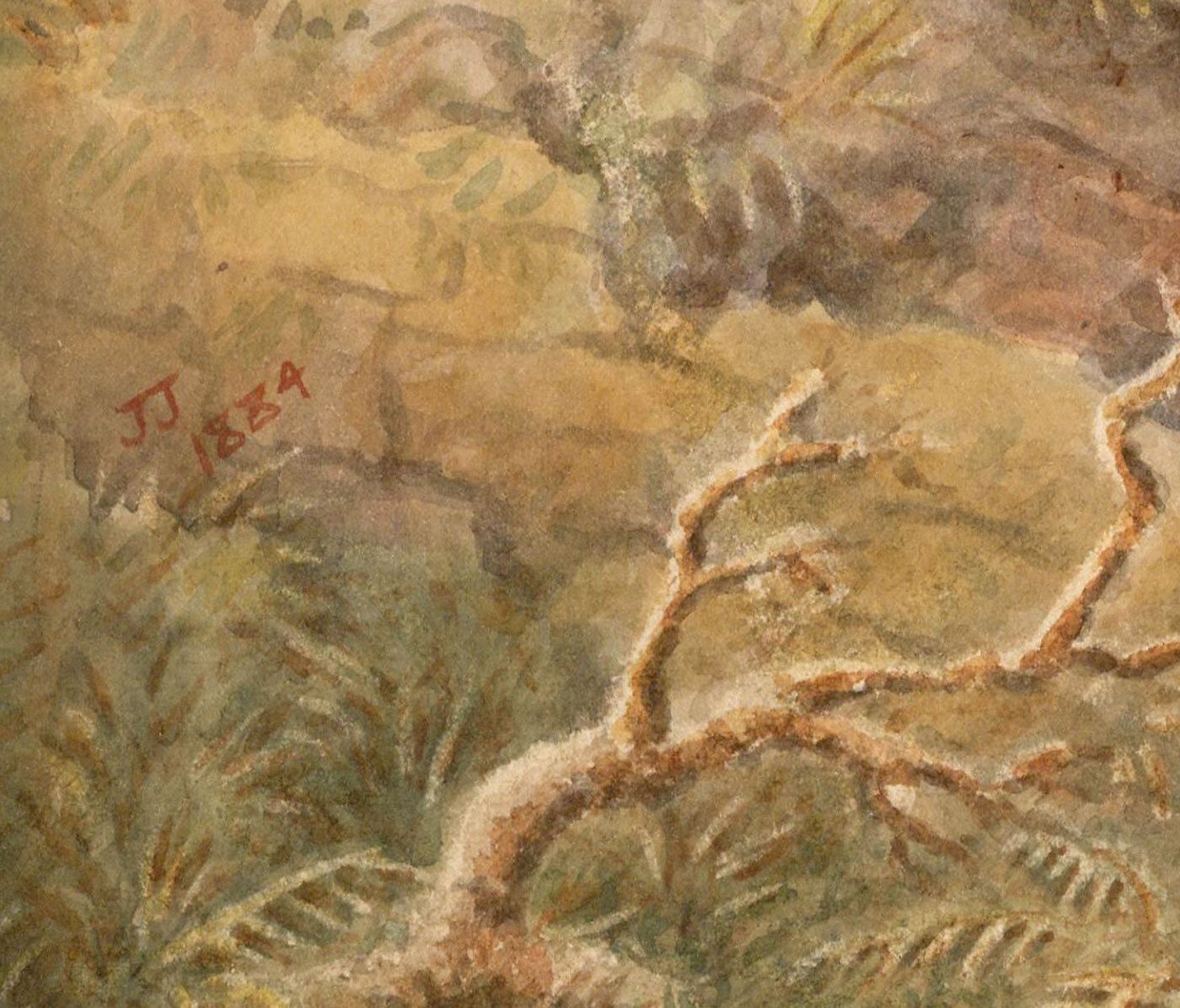 J. Jacobs 1884 Watercolour, Abergynolwyn Waterfall photo 121.0