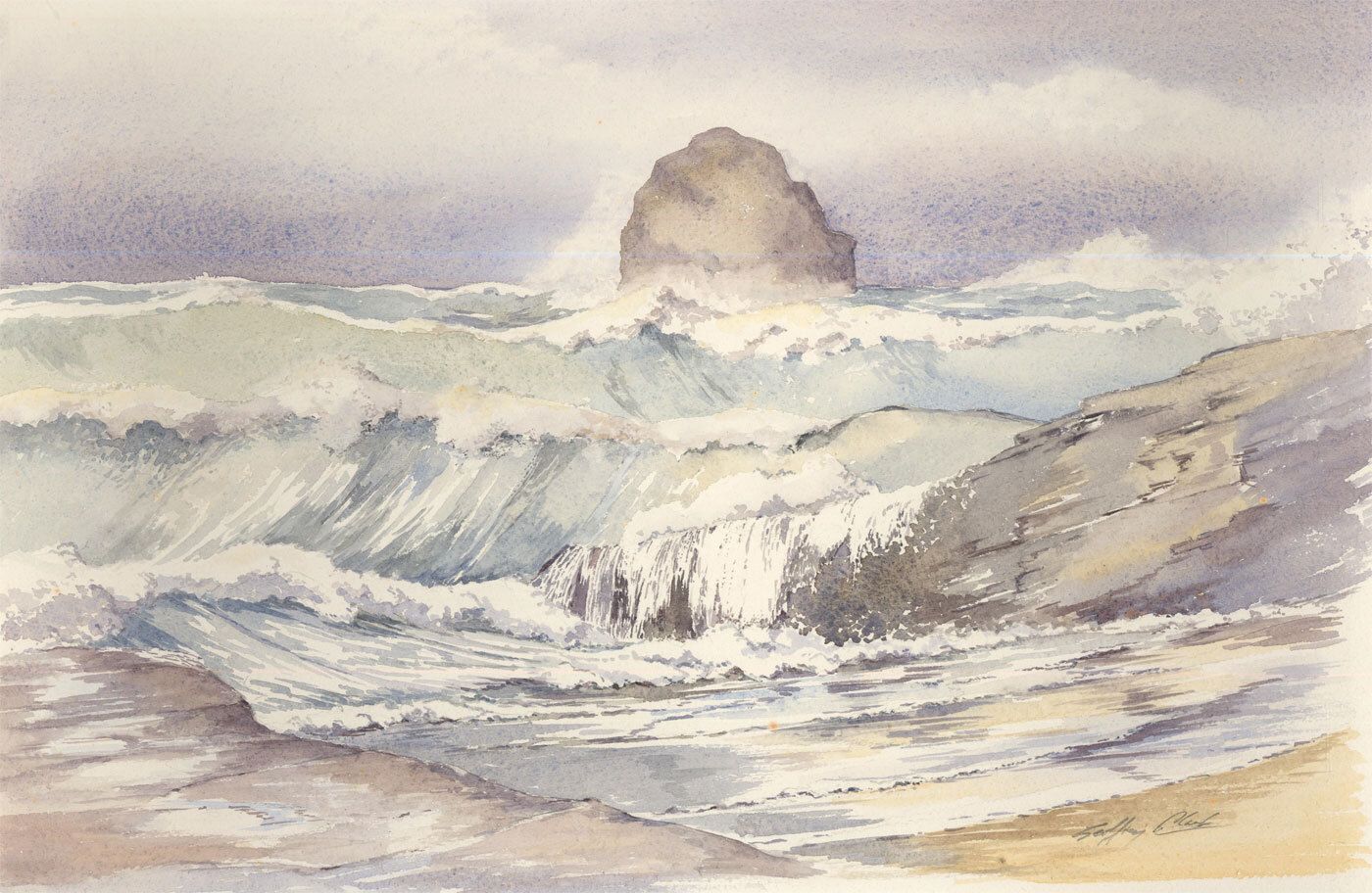 Geoffrey Plant (1939 2000) 20th Century Watercolour, Rough Seas