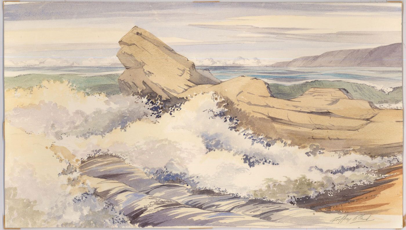 Geoffrey Plant (1939 2000) 20th Century Watercolour, Crashing Waves photo furniture