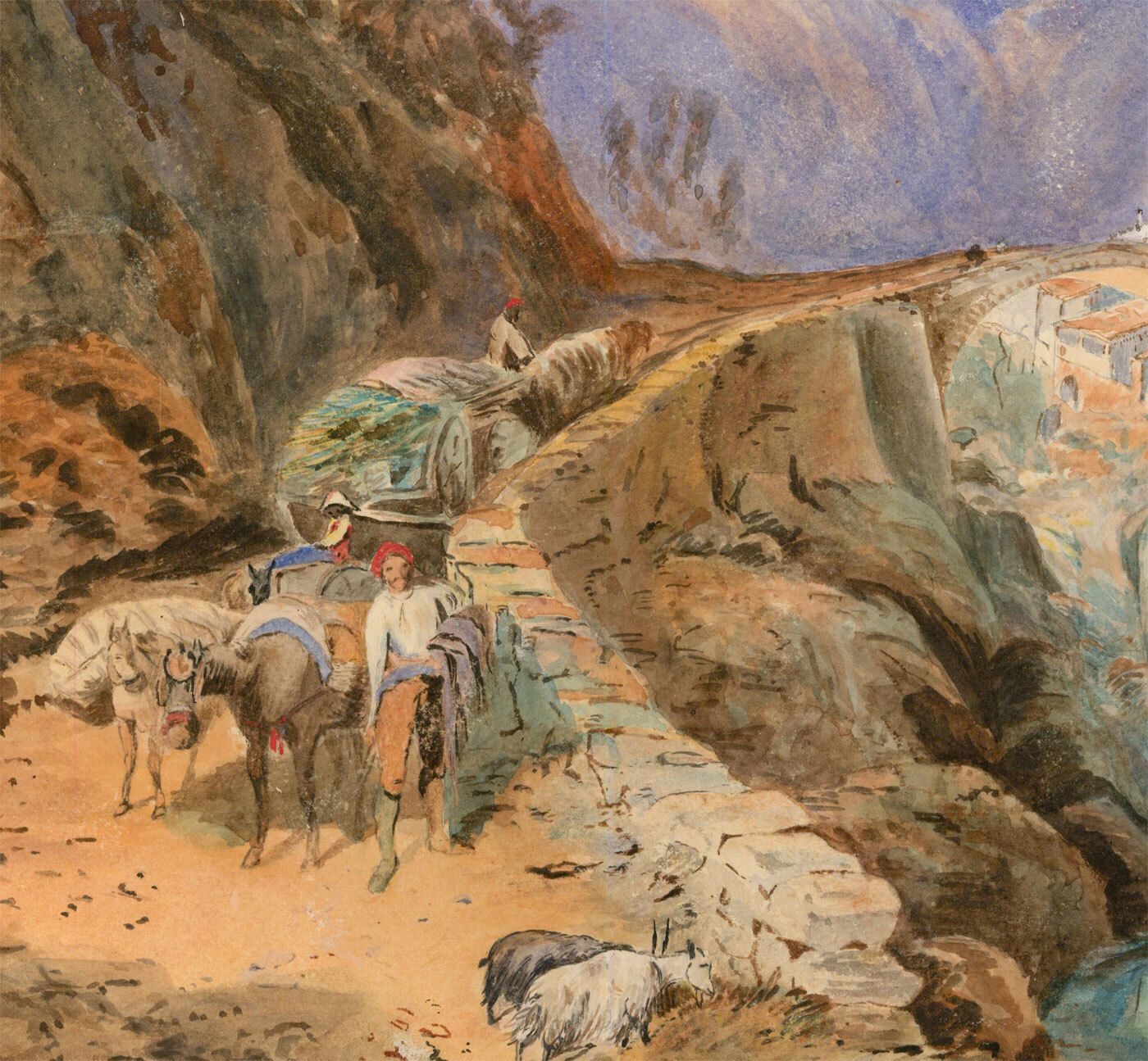 Circle Of Thomas Rowbotham (1823 1875) 19th Century Watercolour, Italian Town photo for sale