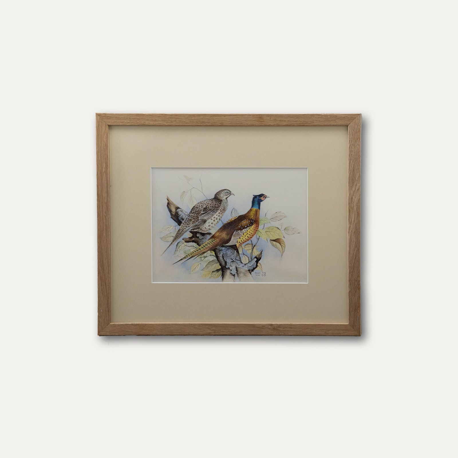 Bryan Cox Framed 20th Century Watercolour, Pheasants Roosting In A Tree photo buy