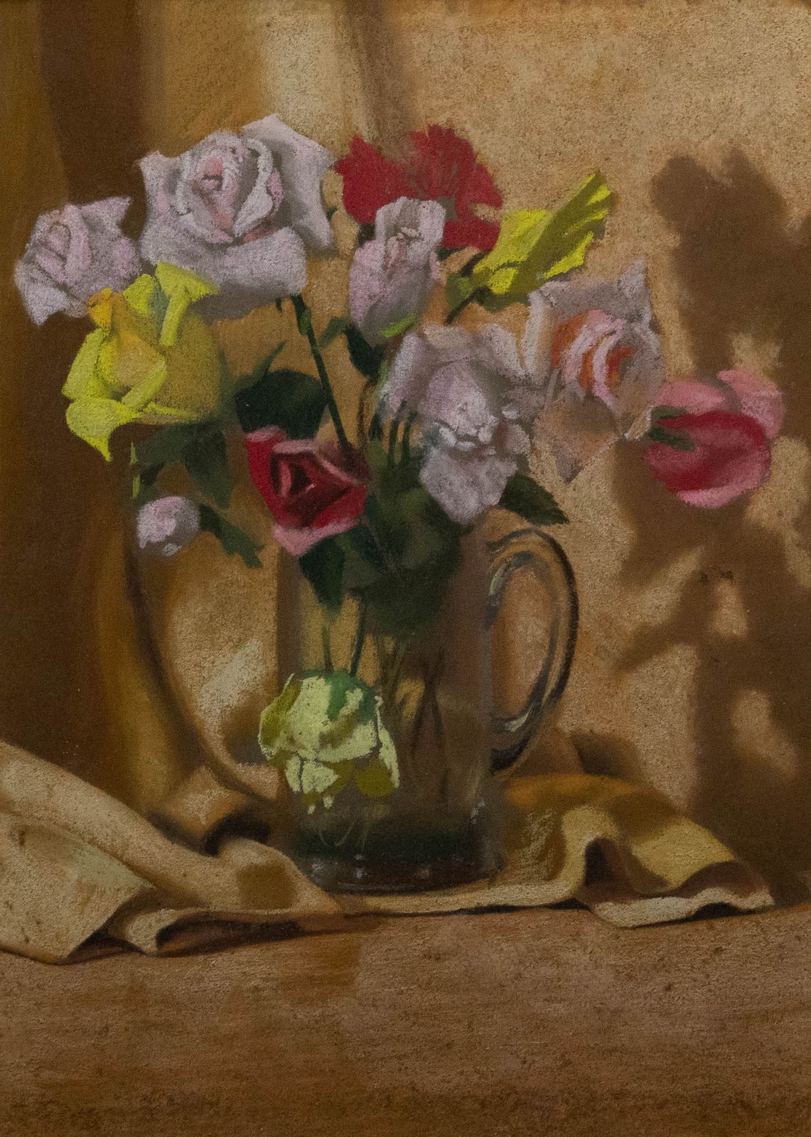 Vivian Bewick (1912 1999) Mid 20th Century Pastel, Roses In A Glass Tankard photo furniture