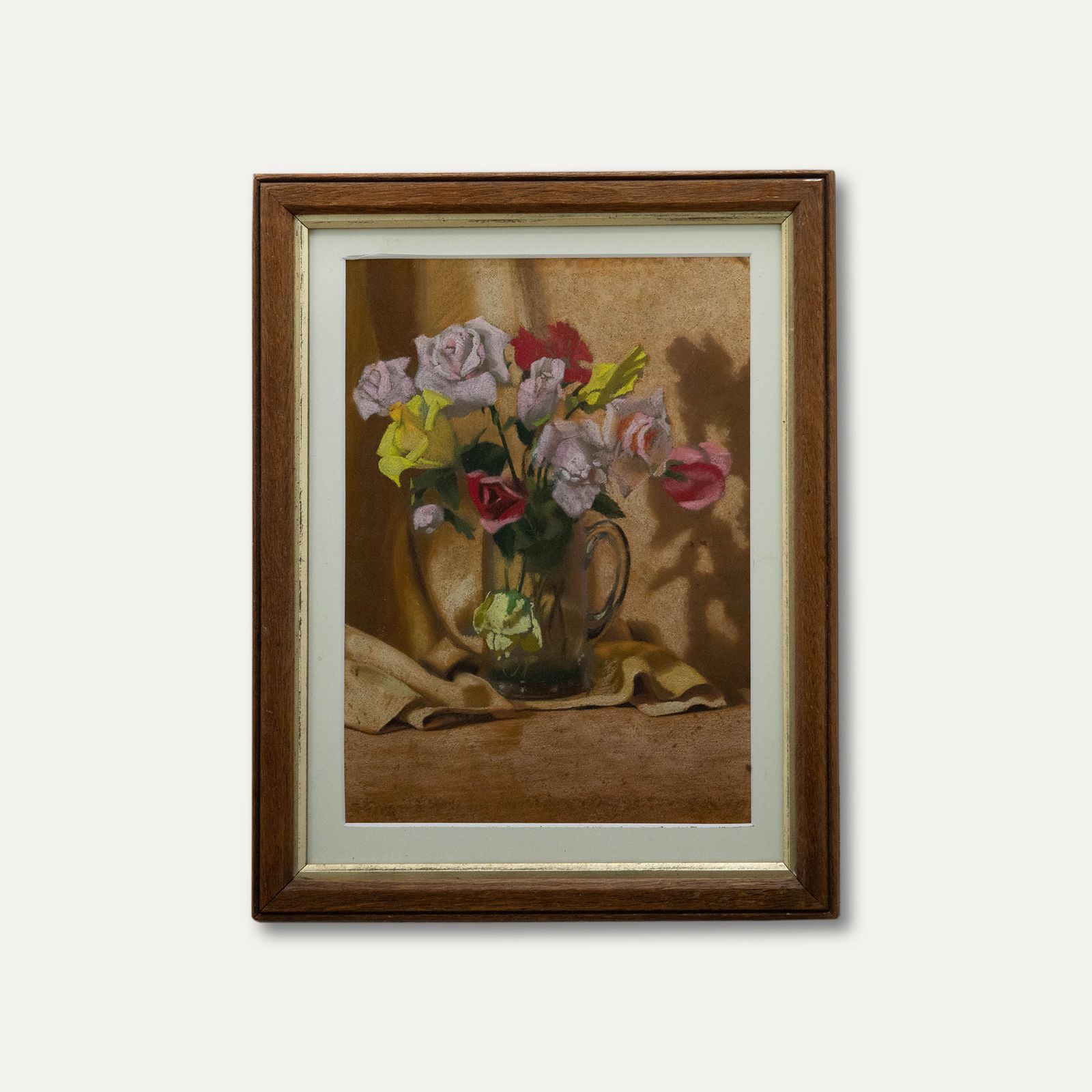 Vivian Bewick (1912 1999) Mid 20th Century Pastel, Roses In A Glass Tankard photo vinterior