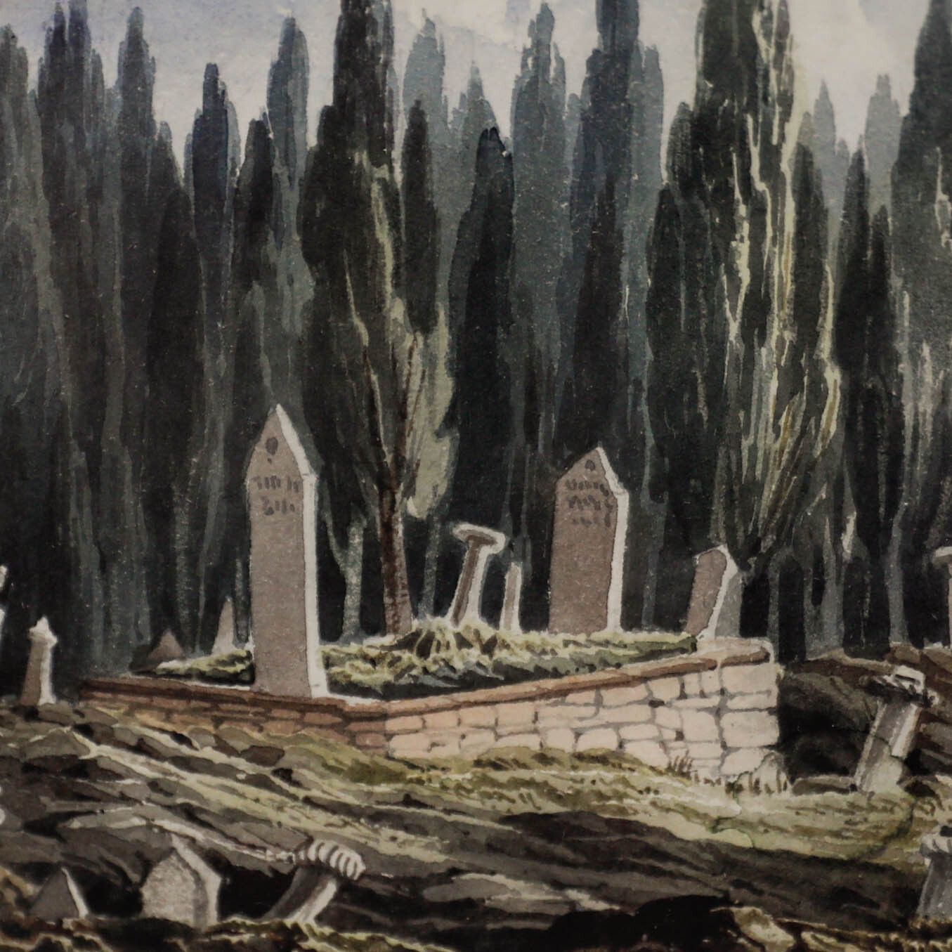 Early 20th Century Watercolour Turkish Cemetery photo Art