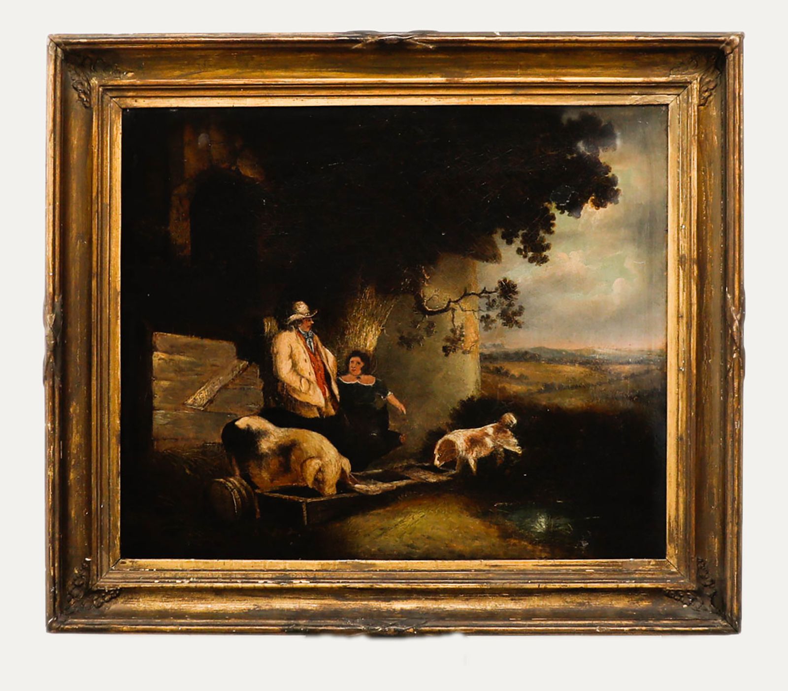 Naive School Early 19th Century Oil The Farmstead