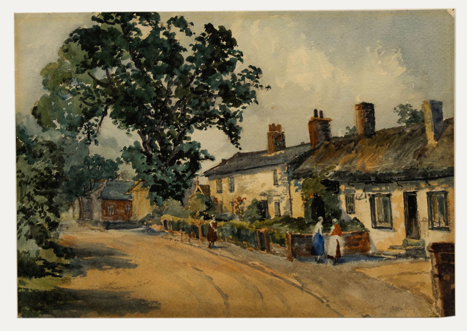 Late 19th Century Watercolour A Quaint Little Village photo furniture