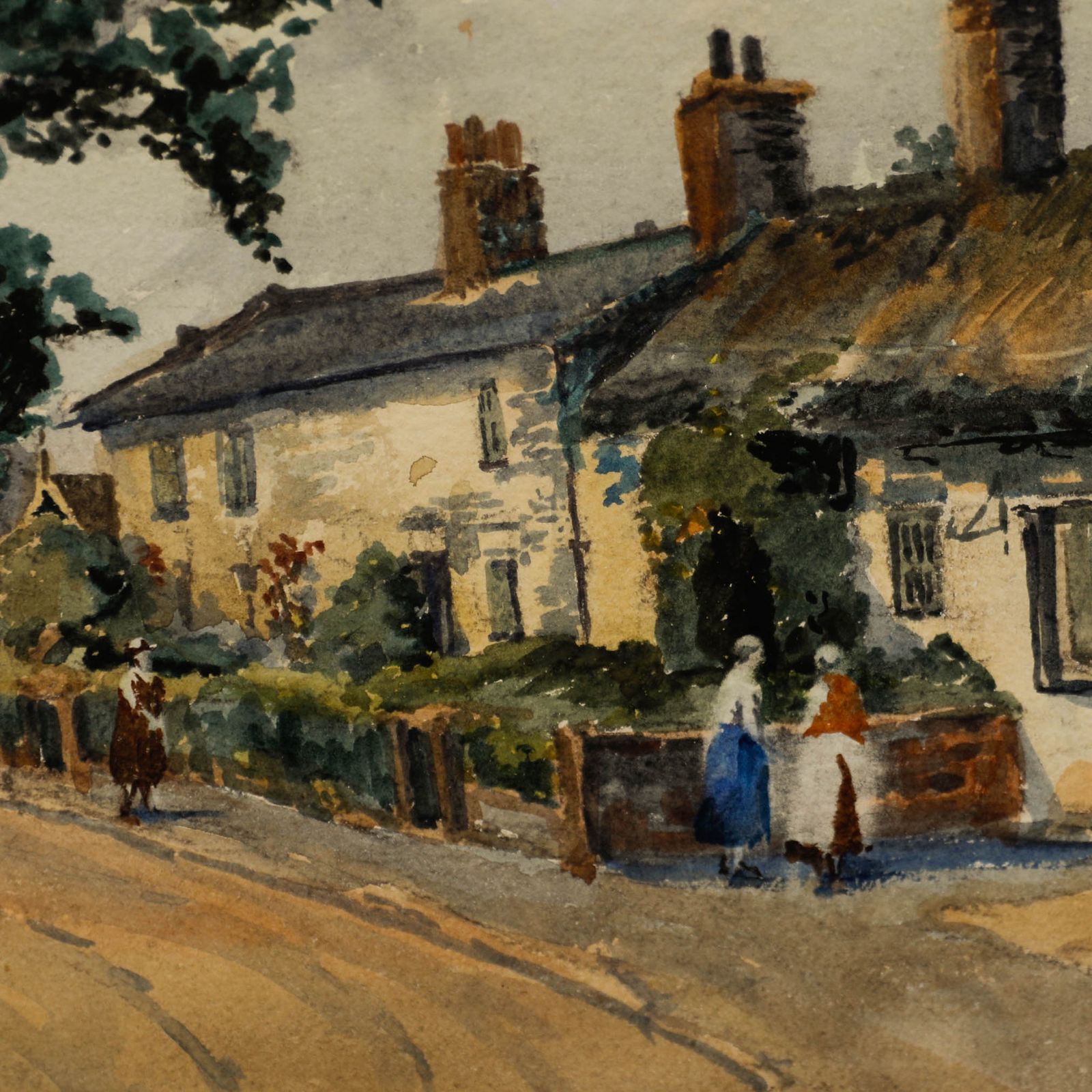 Late 19th Century Watercolour A Quaint Little Village photo Art