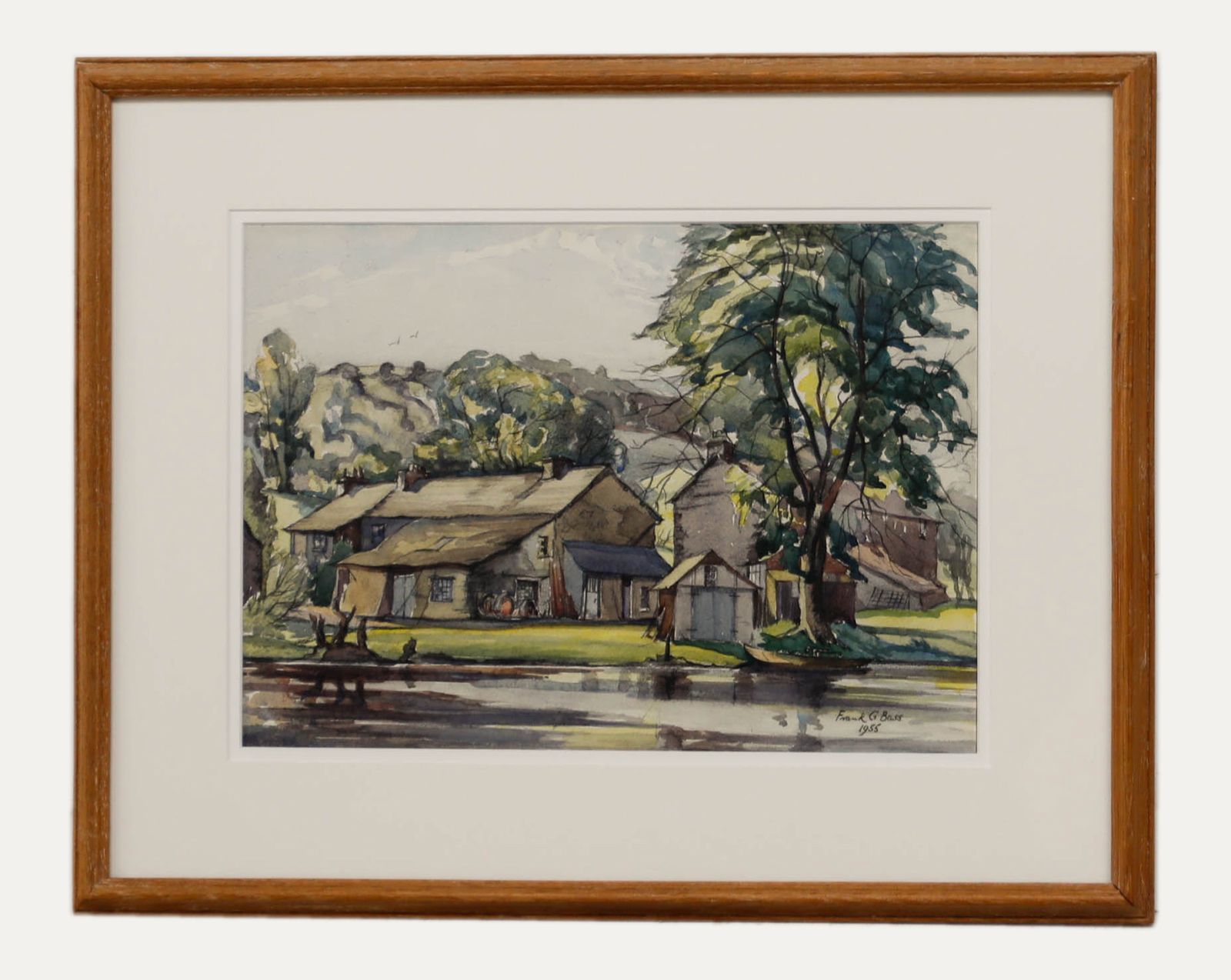 Frank G. Bass Framed 1955 Watercolour, Our Picnic Spot By Newby Bridge
