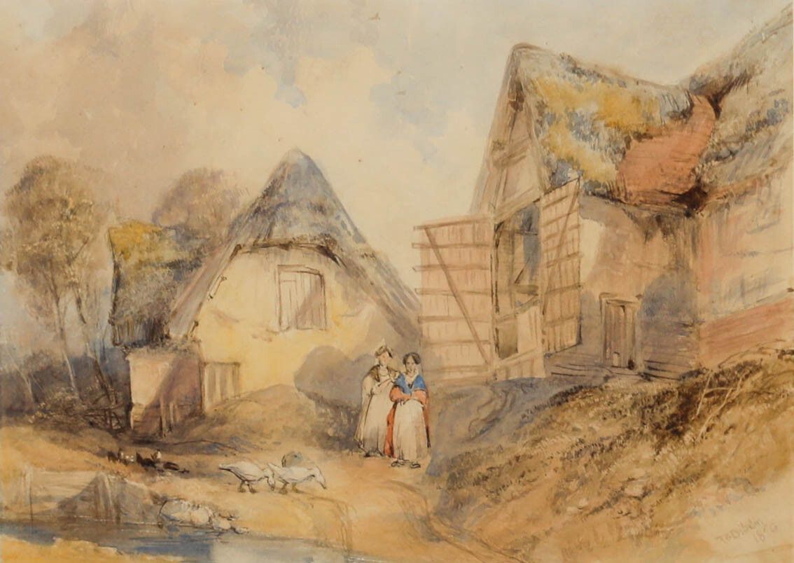 Thomas Colman Dibdin (1810 1893) Framed Watercolour, Ladies On The Farm photo furniture