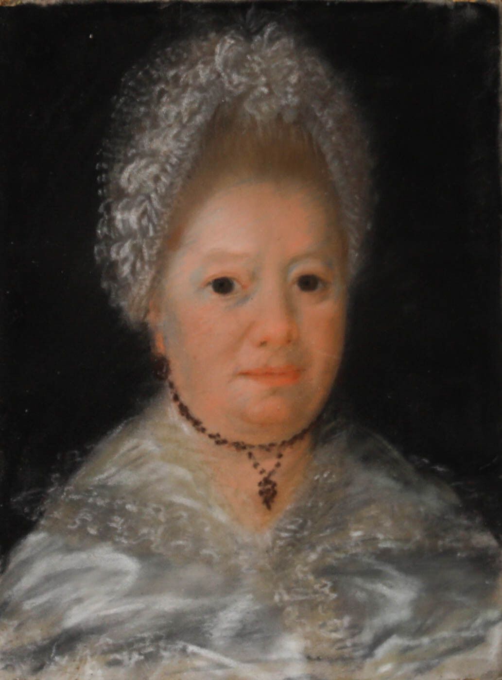 Dutch School Early 19th Century Pastel Portrait Of A Lady In Lace