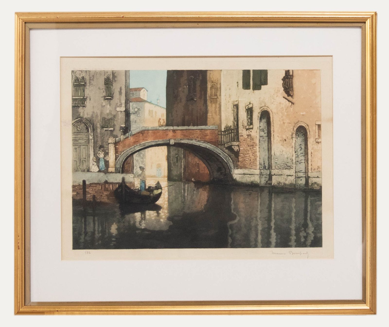 Maurice Bompard (1857 1936) Framed Early 20th Century Aquatint, Quiet Canal