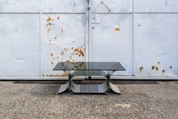 Space Age Steel And Glass Coffee Table By Franco Costalonga For Studio Tecnico Mimo Leone, 1970s photo furniture