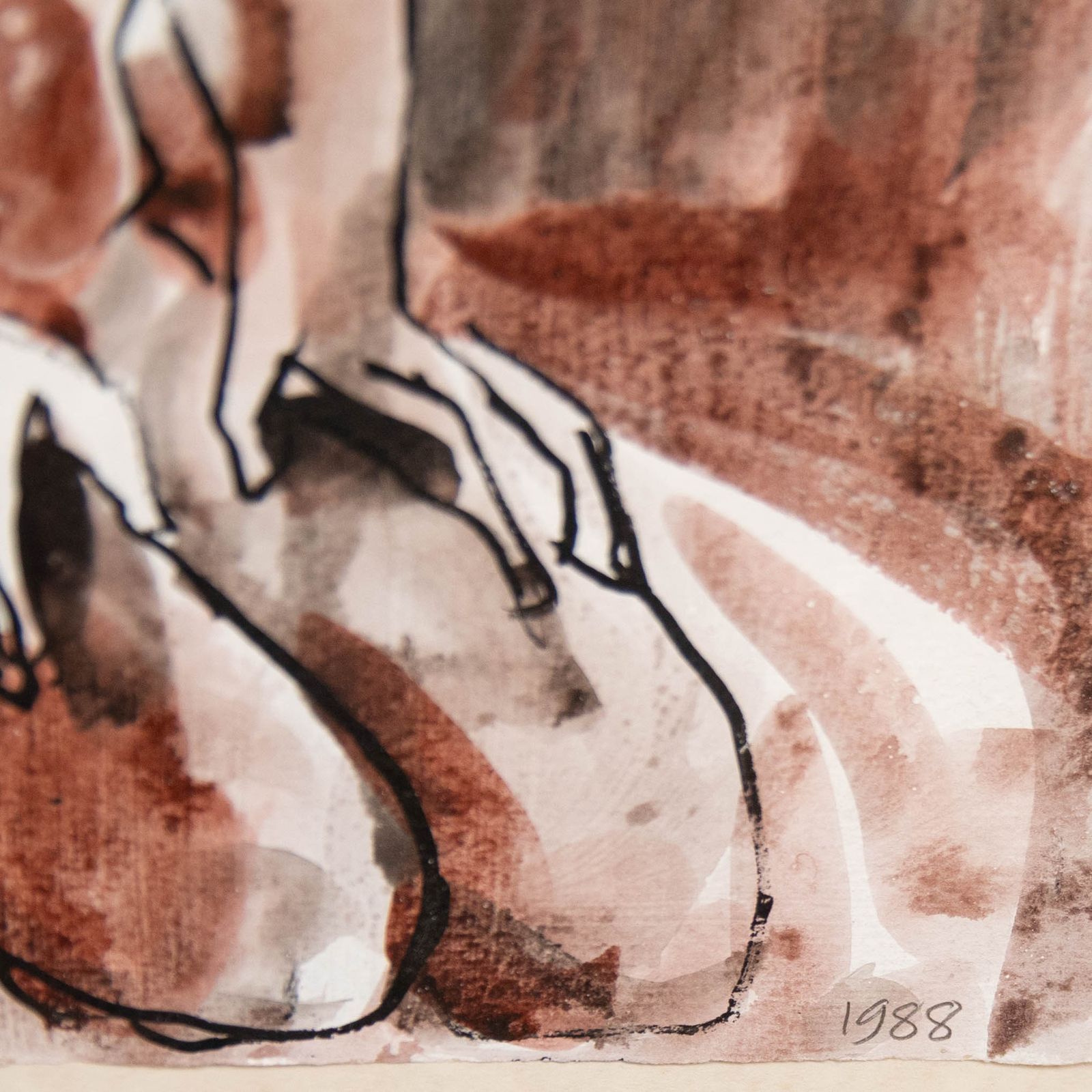 Roy Walker (1936 2001) 1988 India Ink, Kneeling Nude photo Art