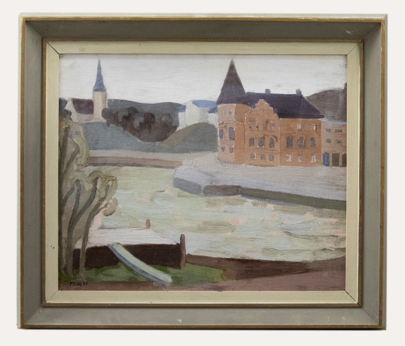 Gote Pawlack  Mid 20th Century Oil, Church On The River