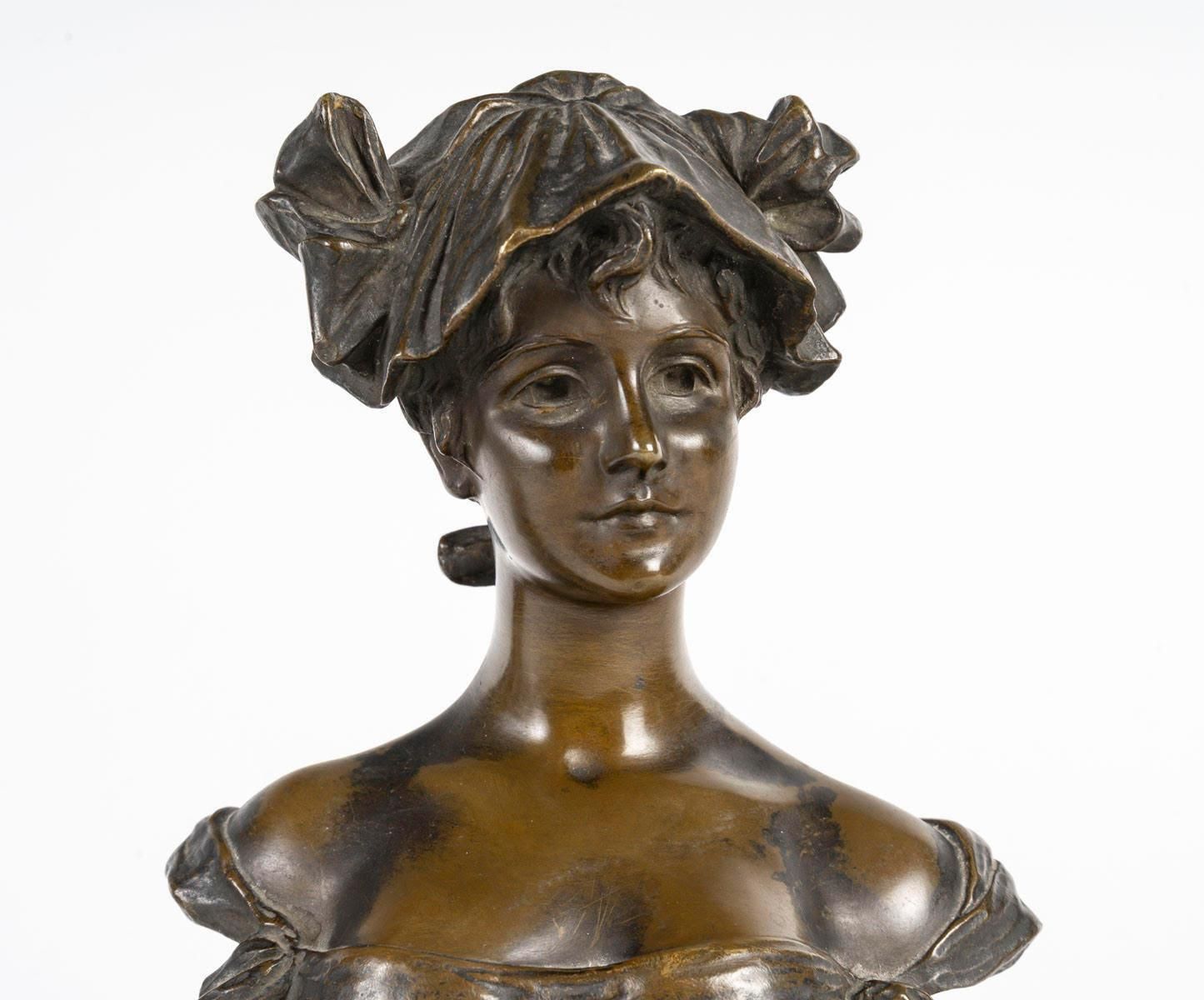 Pair Of Art Nouveau Bronze Sculptures By Van Der Straeten, Circa 1900. photo furniture